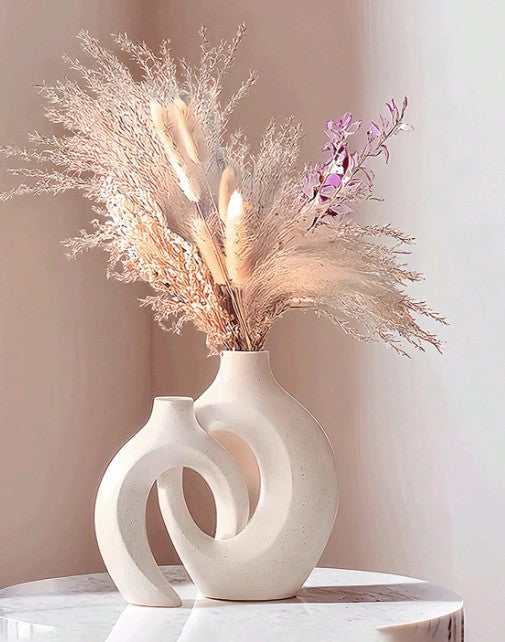 2pcs Resin Vase Set, Modern Home Decor Hollow Boho Style Vase