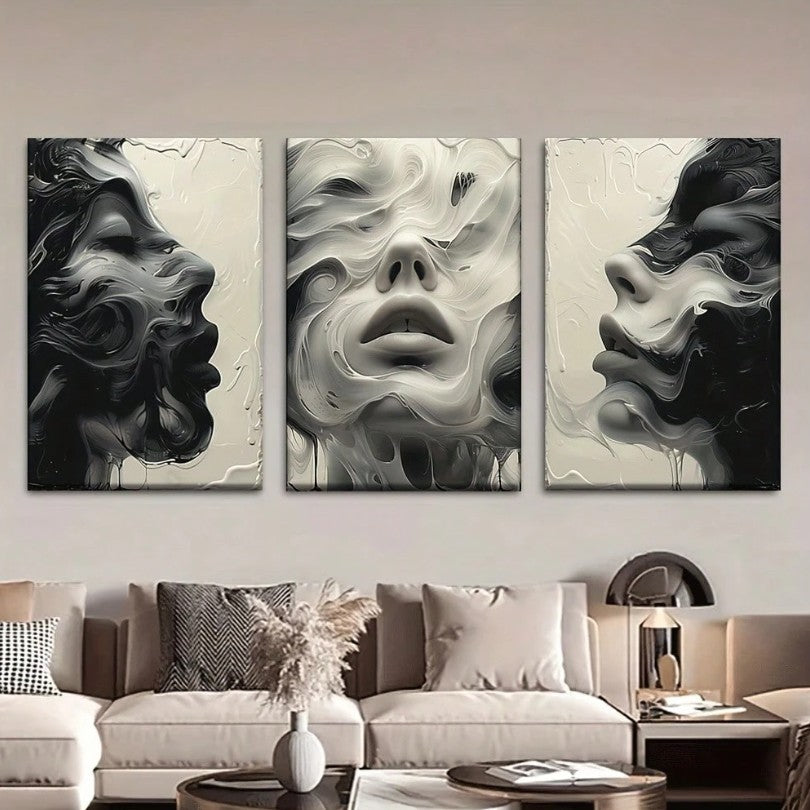 3pcs/Set, Canvas Painting--Unframed, Abstract Woman Face