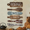 6 Pieces Bless The Food Before Us Farmhouse Kitchen Wall Decor For Dining Room Decorations ,Rustic Collage Art Wooden Sign For Kitchen Decor