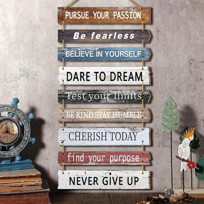 9Pcs Motivational Wood Wall Art Decor