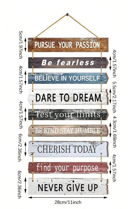9Pcs Motivational Wood Wall Art Decor