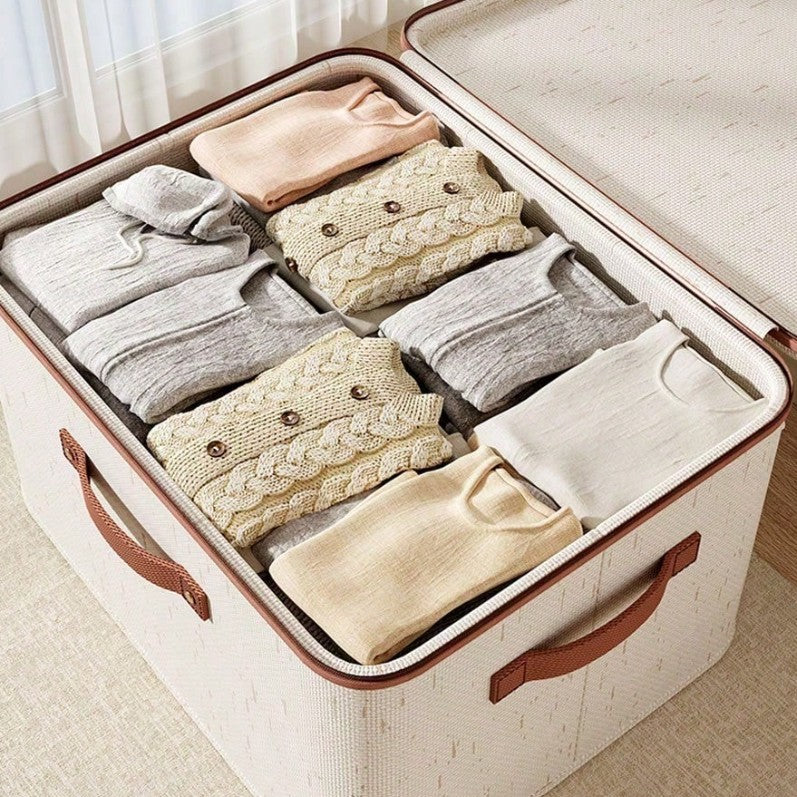 Fabric Storage Bin Foldable Cloth Box With Lid