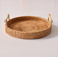1pc Handwoven Fruit Basket Willow Wicker Bread Basket With Handle, Japanese Style