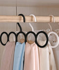 1/5pcs Black Round Ring Scarf Hangers, Plastic Multi-Scarf Storage Rack, Suitable For Wardrobe,